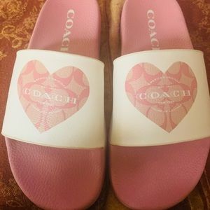 Coach pink/ off white slides